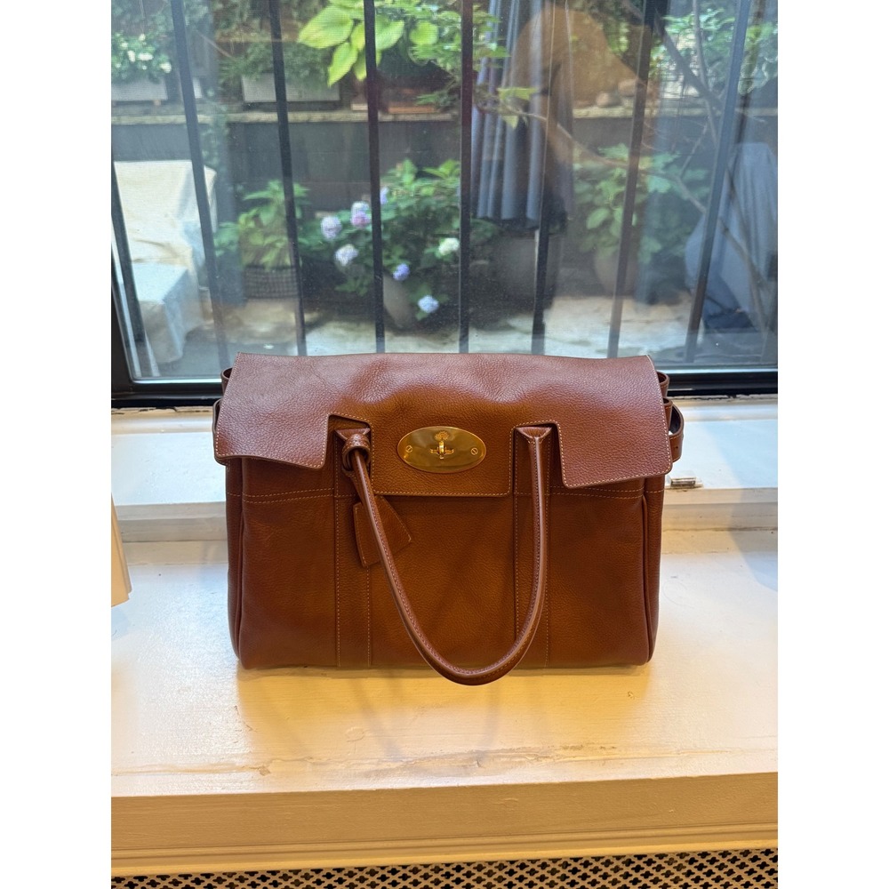 Mulberry Bayswater Oak Natural Grain Leather Tote Bag Gold Hardware